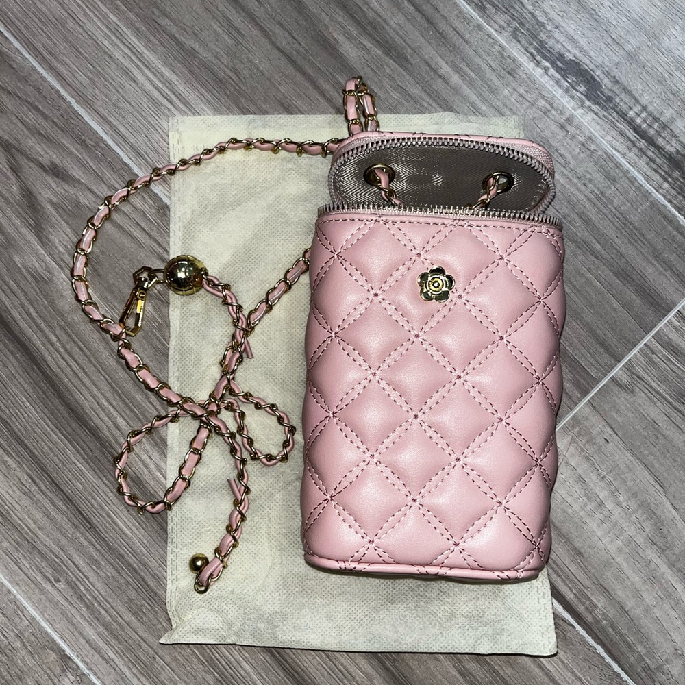 Pink Quilted Crossbody Bag